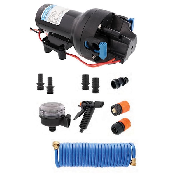 Jabsco HotShot HD5 Heavy Duty Washdown Pump Kit w/25' HoseCoil - 12V - 5GPM - 70PSI P501J-119N-4A - main